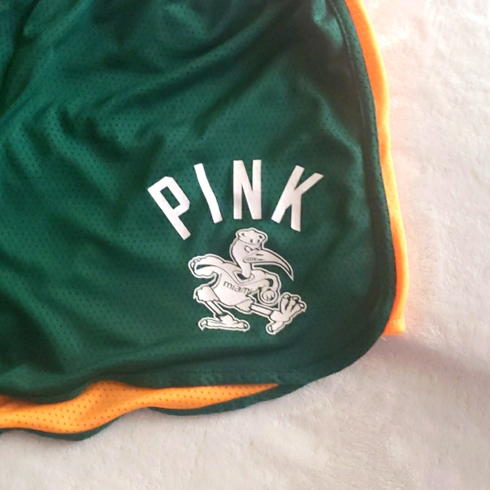 PINK VS U of M Green & Gold Shorts with Sebastian SIze Small